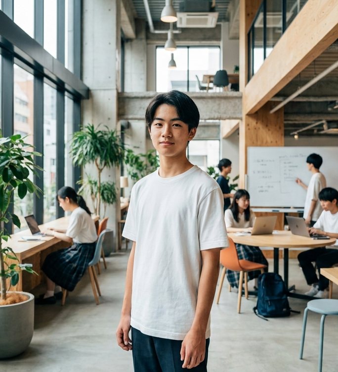 コワーキングの学びの場に立つ生徒